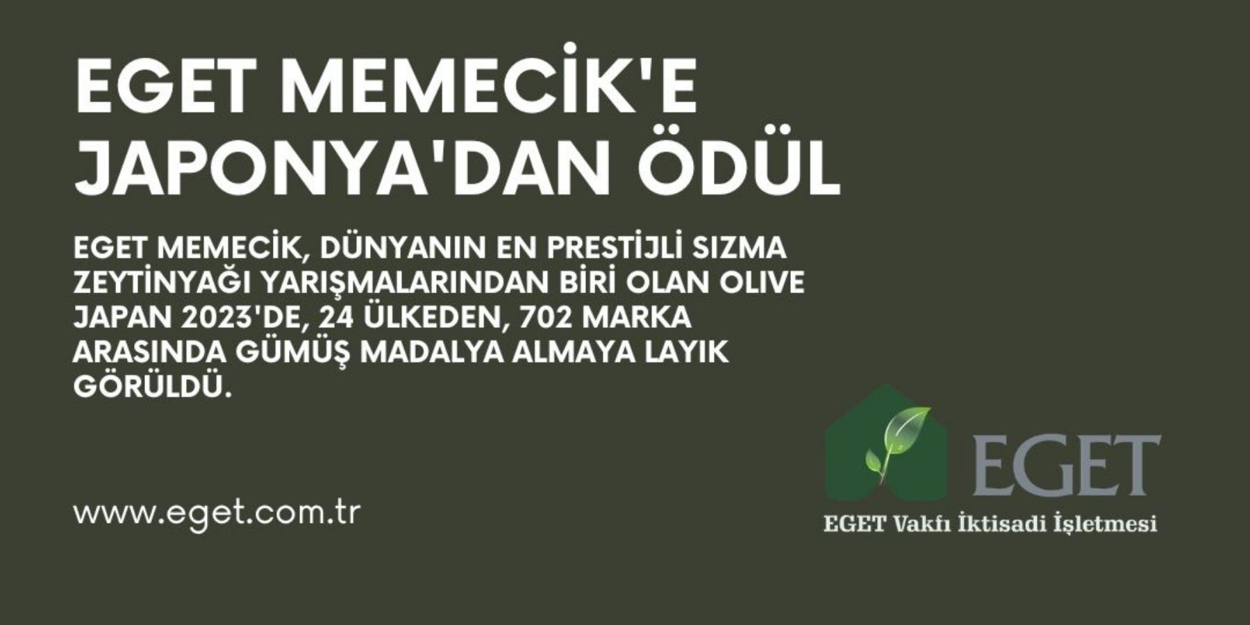 EGET MEMECİK’E LONDON IOOC 2023’TEN ÖDÜL